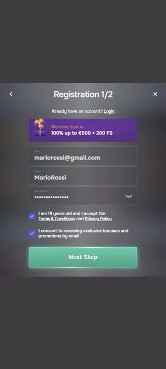 SG Casino Processus d'inscription sur mobile
