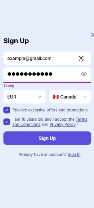 Processus d'inscription de Goodman sur mobile