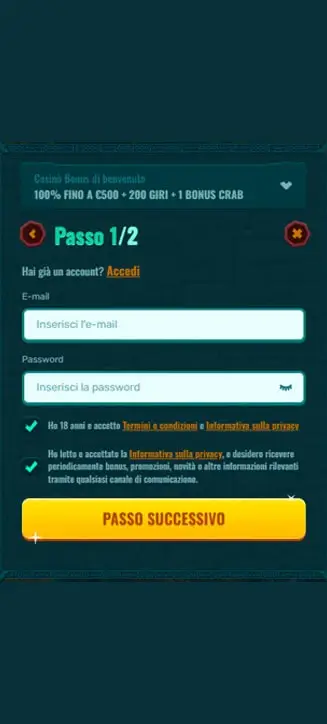 Processus d'inscription de Spinanga sur mobile